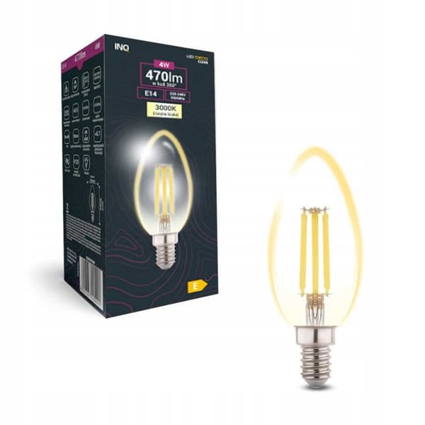 Filament LED C37 kertepære E14 4W 3000K