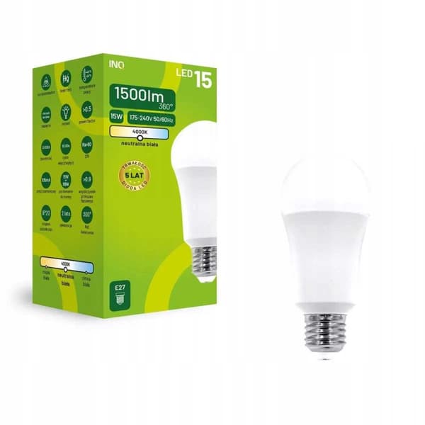 LED-pære A60 E27 15W PÆRE 1500LM 4000K