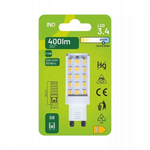 G9 LED-lampa 3,4W 400lm 6500K INQ