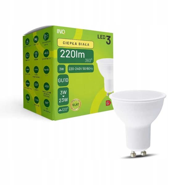 LED-pære MR16 GU10 3W 220lm 3000K INQ