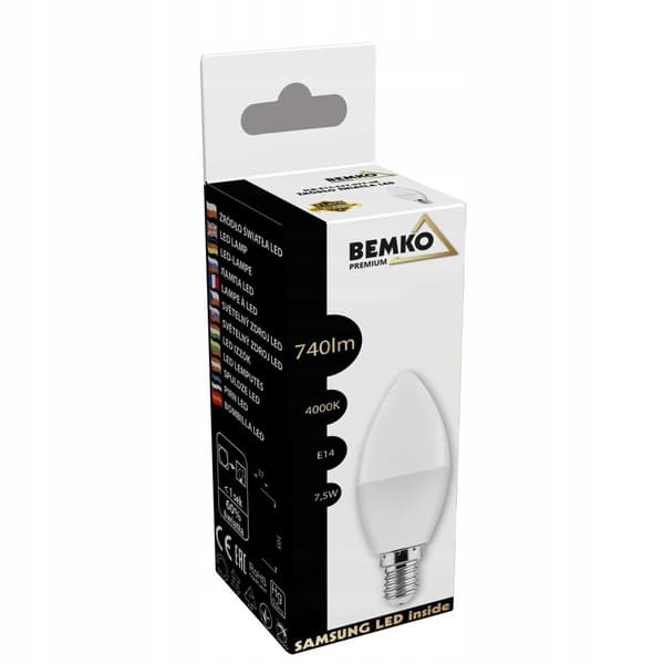 LED-lampa E14 7,5W D84-SLB-E14-C37-075-4K