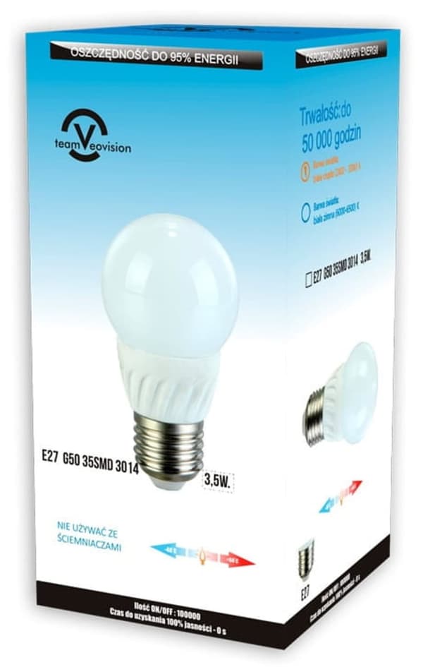 E27 LED-lamppu 3,5 W VeoVision lämmin 9496-50367_20140319094428