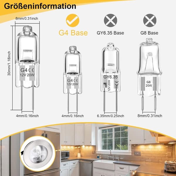 OBOSOE G4 halogenlamper, pærer, varm hvid 2800K, flimmerfri, 10/20W