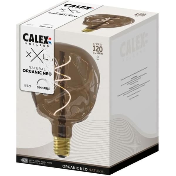 E27 LED-lamppu - CALEX - G125 NEO ORGANIC - Joustava filamentti - 4 W - 120 lm - 1800 K - Himmennettävä - Luonnollinen