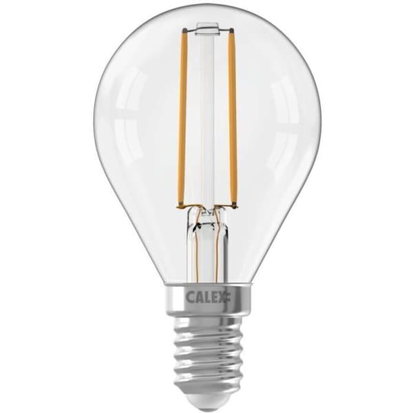 E14 LED-pære - CALEX - BALL P45 - Lige glødetråd - 3,5 W - 250 lm - 2700 K - Dæmpbar - Transparent