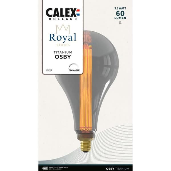E27 LED-pære - CALEX - ROYAL OSBY - 3,5 W - 60 lm - 2000 K - Dæmpbar - Titanium