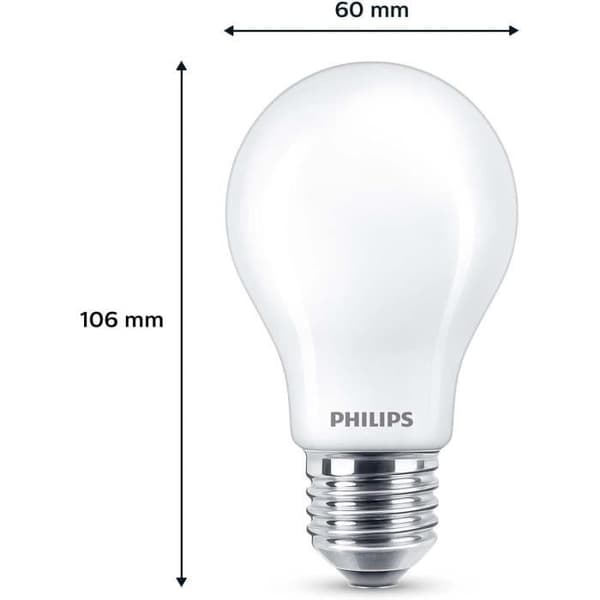 LED-lampe - PHILIPS - Classic - 60 W - A60 E27 - Varm hvid - Ikke dæmpbar x 3
