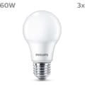 Miniatyrbillede 1 af 4: LED-lampe - PHILIPS - 60 W - E27 - Varm hvid - Mat - Ikke dæmpbar - 3 stk.