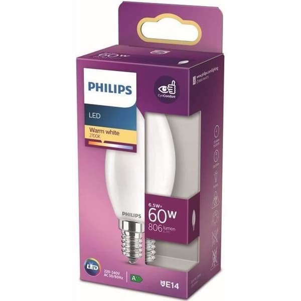Philips LED-pære tilsvarende 60W E14 varm hvid, ikke dæmpbar