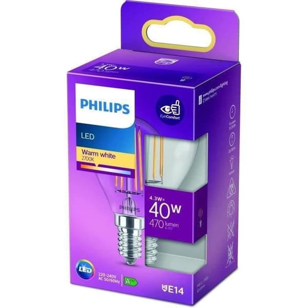PHILIPS LED Classic 40W pallomainen E14 lämmin valkoinen Ei himmennettävä