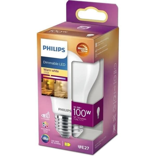 PHILIPS Standard LED-lamppu E27 - 100 W lämmin valkoinen himmeälasi yhteensopiva himmennin - lasi