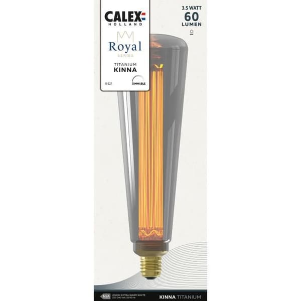 E27 LED-lampa - CALEX - ROYAL KINNA - 3,5 W - 60 lm - 2000 K - Variabel ljusstyrka - Titan