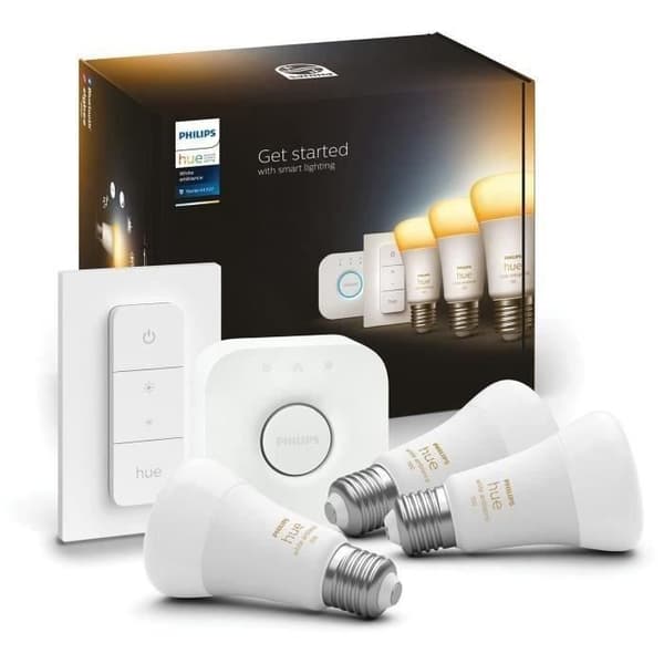 PHILIPS Hue White Ambiance Smart LED-lampa startpaket - E27 x3 och Hue-fjärrkontroll