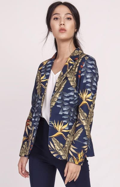 Kvinders Jacket ZA117, Navy-Pattern, M
