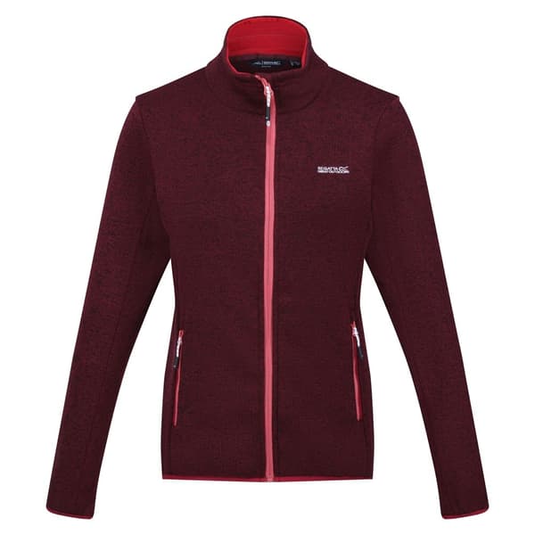 Regatta Womens/Ladies Newhill Marl Full Zip Fleece Jacket Burgundy/Rumba Red 10 UK