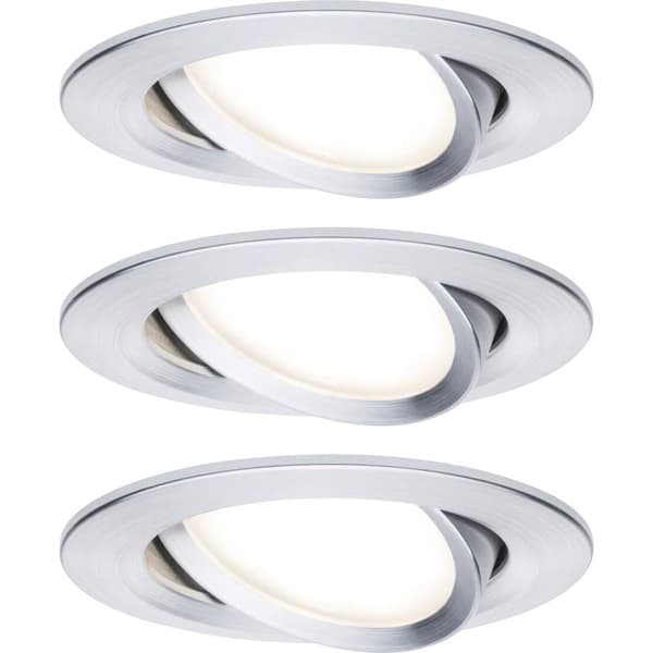 Paulmann 93903 Coin Slim LED-inbyggnadsbelysning Set 3 st LED LED fast installerad 18 W Aluminium (borstad) Gjuten aluminium