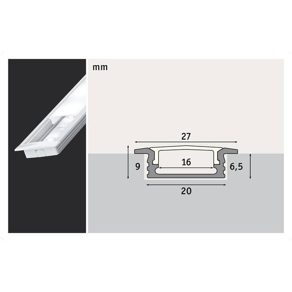 Paulmann 70410 Floor Profil (L x B) 100 cm x 2.7 cm 1 st
