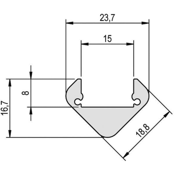 Barthelme 62399461 BARdolino Angolo Lampprofil Aluminium (L x B x H) 1000 x 23.71 x 16.66 mm 1 st