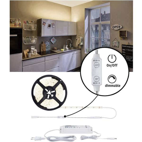 Paulmann SimpLED 78956 LED-list komplett-set med kontakt 24 V 3 m Varmvit 1 st Vit