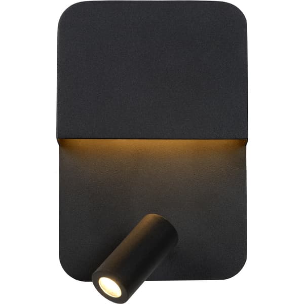 Lucide Boxer Vegglampe 3000K m/USB Ladeport Sort