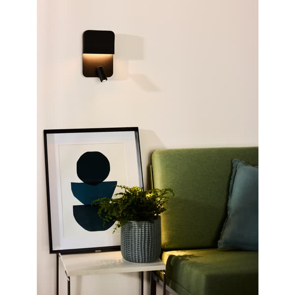 Lucide Boxer Vegglampe 3000K m/USB Ladeport Sort