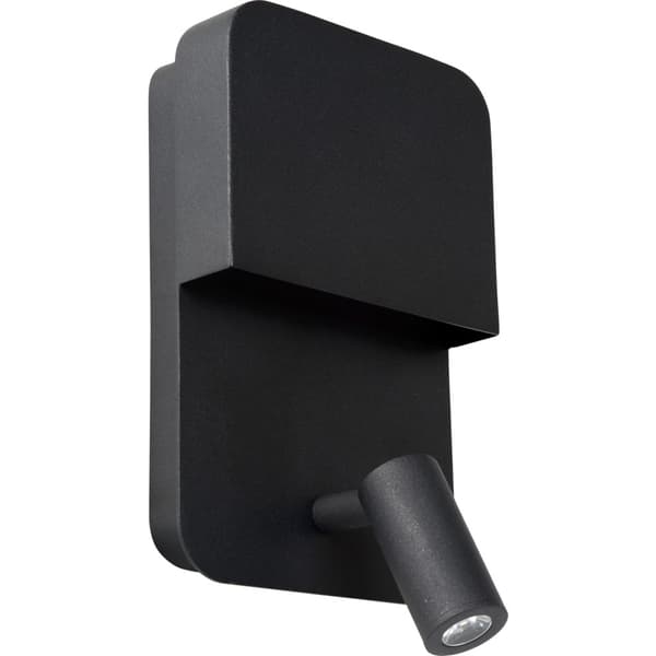 Lucide Boxer Vegglampe 3000K m/USB Ladeport Sort