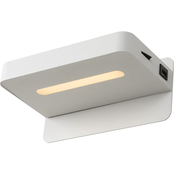 Lucide Atkin Vegglampe 5W m/USB Ladeport Hvit