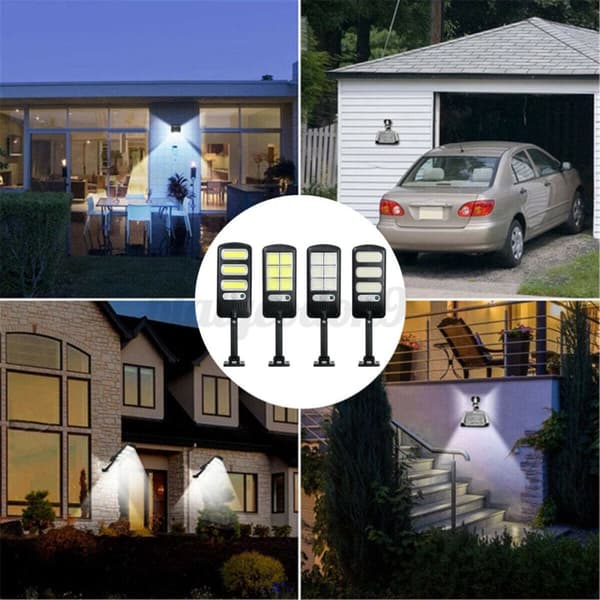 600W Bevægelsessensor LED Solar Væglampe Vandtæt Havesikkerhedslyskontrol + PIR Bevægelsessensor