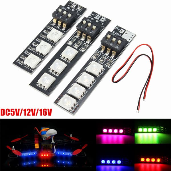 5V/12V/16V 7 farver RGB 5050 Strip Night LED Board Med DIP Switch Til FPV 250