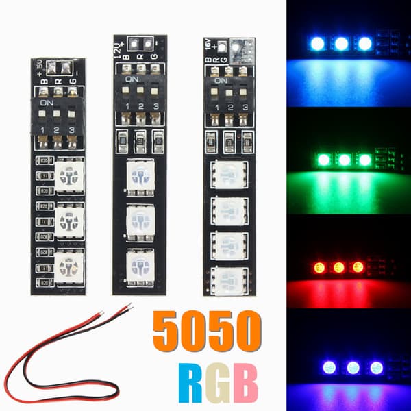 5V/12V/16V 7 farver RGB 5050 Strip Night LED Board Med DIP Switch Til FPV 250