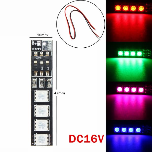 5V/12V/16V 7 farver RGB 5050 Strip Night LED Board Med DIP Switch Til FPV 250