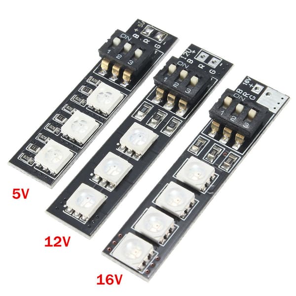 5V/12V/16V 7 farver RGB 5050 Strip Night LED Board Med DIP Switch Til FPV 250