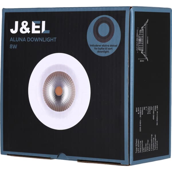 J&EL Aluna Downlight 8W matt hvit og sort