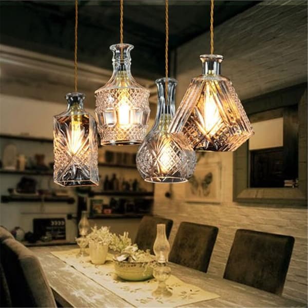 (Ingen glödlampa) Vintage Karaffflaska Pendel Takljus Ljuskrona Lamparmatur Heminredning