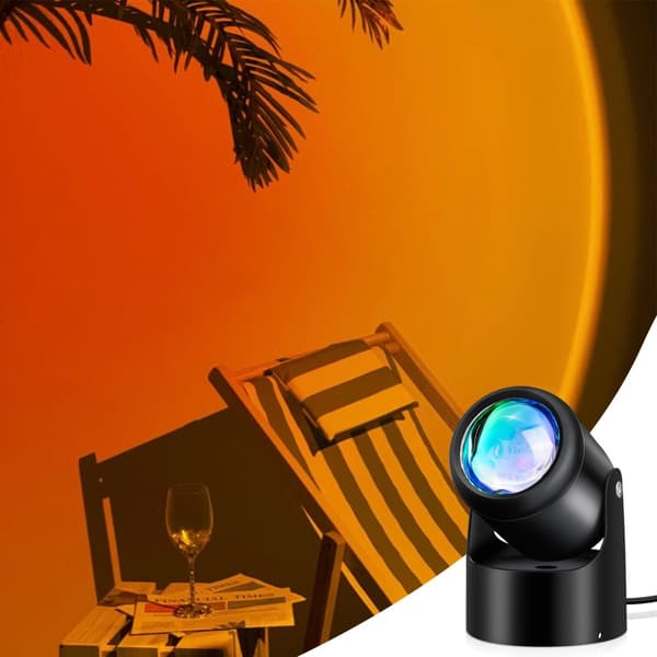 Solnedgångsprojektionslampa Nattljus Projektor Ledlampa Rotation USB 180 grader