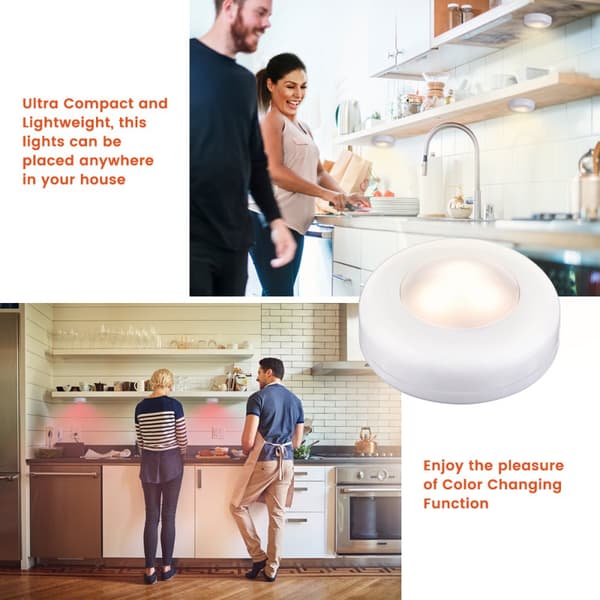 Elfeland 6x Underskabslys Skab Køkkenbord LED Puck Lys+Fjernbetjening RGB