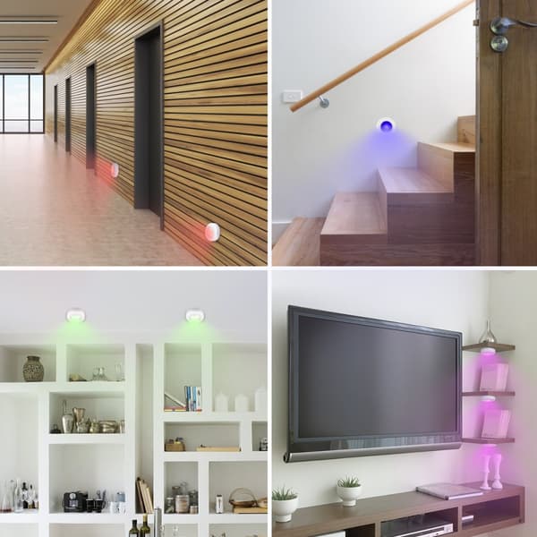 Elfeland 6x Underskabslys Skab Køkkenbord LED Puck Lys+Fjernbetjening RGB