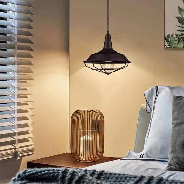 Svart industriell taklampa Farmhouse Vintage Armaturer Metalltråd Bur Rustik Justerbar Kedja Bur Hängande Belysning Kök (Glödlampa ingår ej)