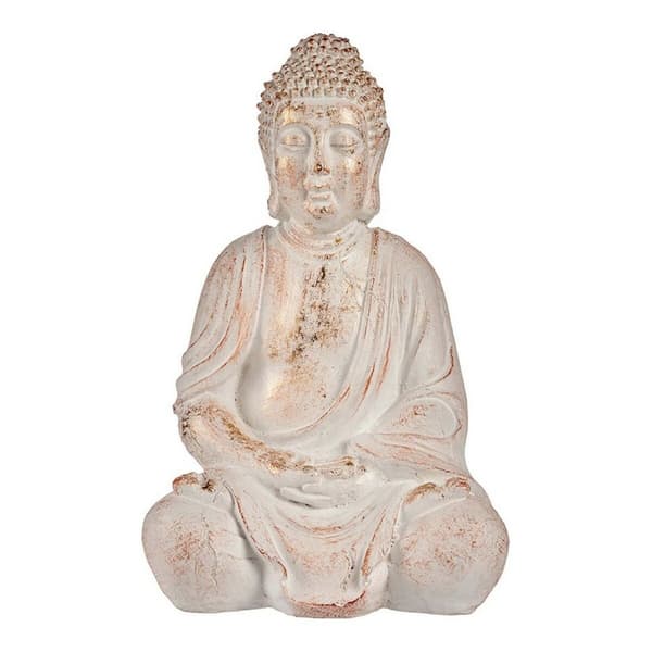Dekorativ Trädgårdsfigur Ibergarden CC20448 Vit Gyllene Polyresin 24,5 x 50 x 31,8 cm Buddha