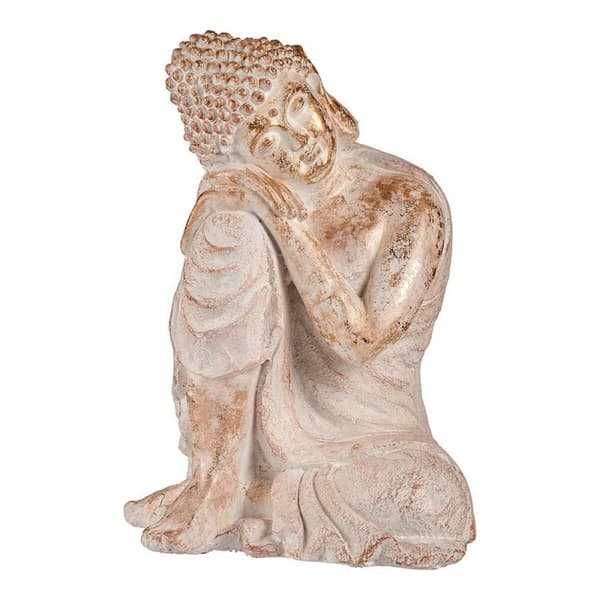 Dekorativ Trädgårdsfigur Ibergarden CC20445 Vit Gyllene Polyresin 35,5 x 54,5 x 42 cm Buddha