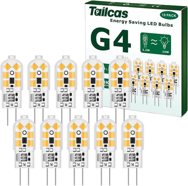 G4 LED-ljus Varmvitt, 1,2W 12V G4 LED-lampor Ersättning för 10W halogenlampor 120lm 3000K 360° 12V AC/DC LED-lampa ( 10 pack)