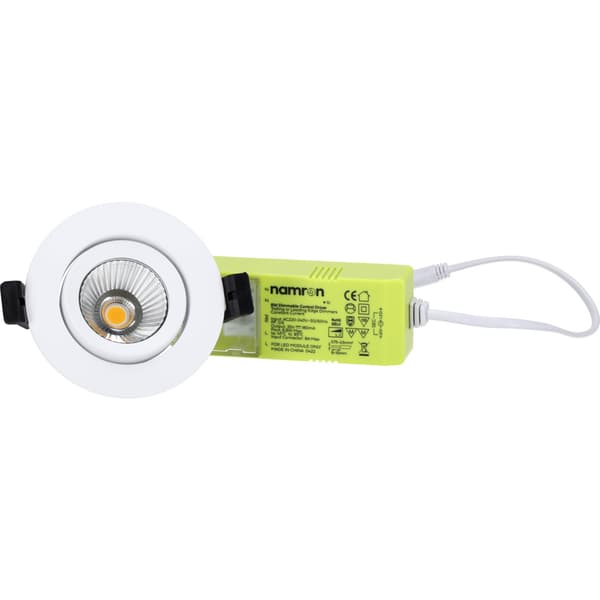 Namron Alfa reflektor 360-tilt Downlight 8W matt hvit 4000K