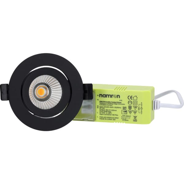 Namron Alfa reflektor Downlight WarmDim 10W matt sort