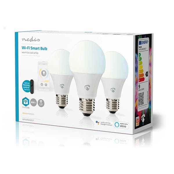 Nedis SmartLife Wi-Fi LED-lampa E27, vit, 806 lm, 3-pack