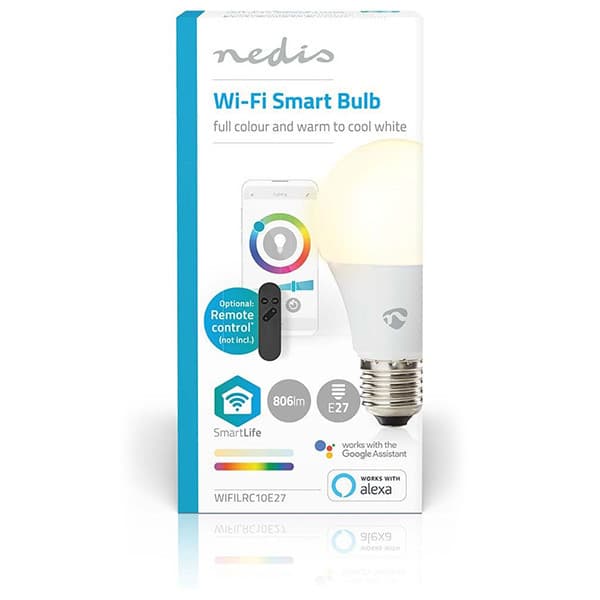 Nedis SmartLife Wi-Fi LED-lampa, E27, vit/RGB, 806 lm