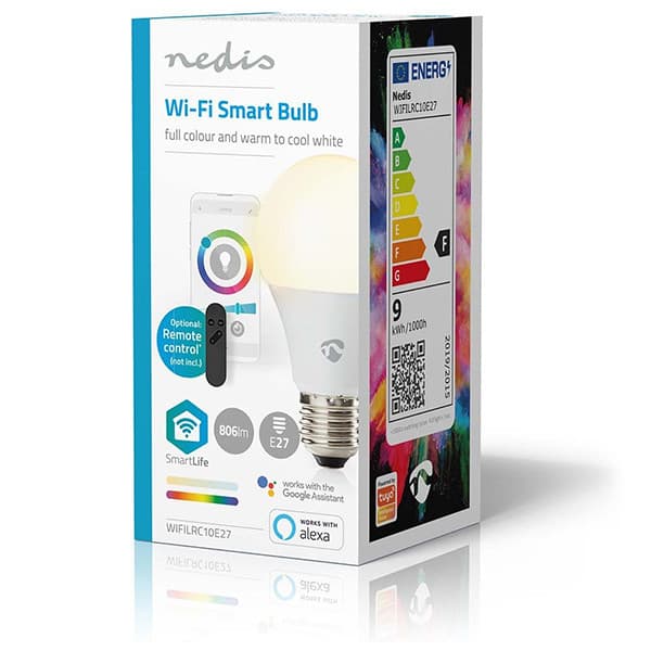 Nedis SmartLife Wi-Fi LED-lampa, E27, vit/RGB, 806 lm