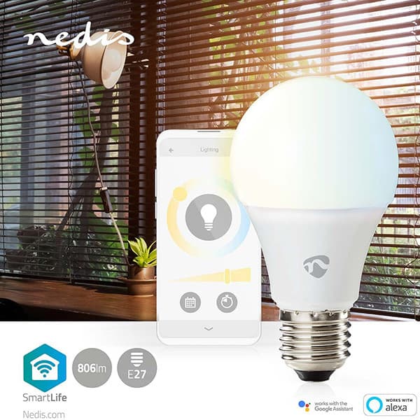 Nedis SmartLife WiFi LED-lampa, E27, 806 lm, vit