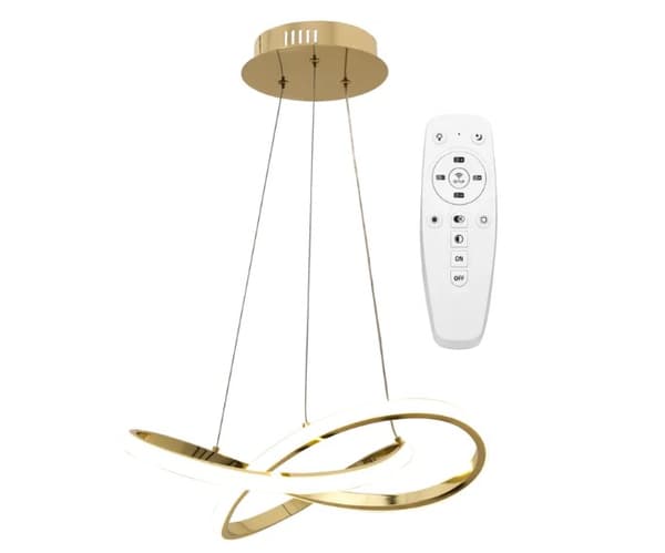 MODERNE LED RING PENDEL LOFTSLAMPE + APP390-CP GOLD FJERNBETJENING