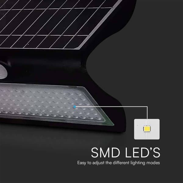 V-TAC 8279 VT-767-7-B Solcells-väggbelysning med rörelsedetektor LED 7.00 W Svart