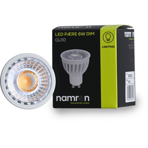 Namron LED Pære 6W 3000K hvit GU10